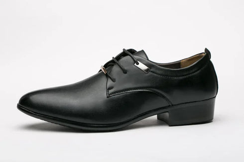 Elegant PU Patent Leather Oxfords for Men - Lace-Up Casual Business Dress Shoes for Office Work, Parties, and Weddings